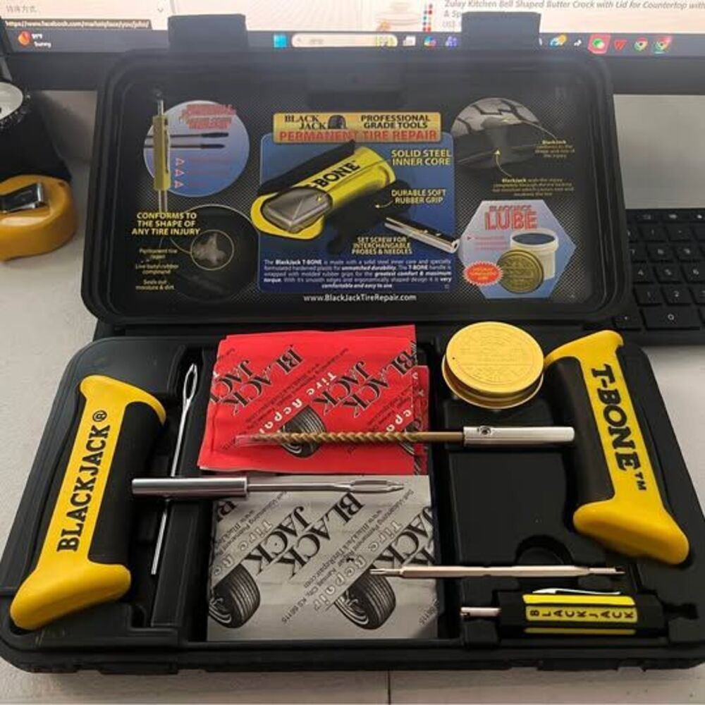 BlackJack KT-340 Professional Tire Repair Kit With Tools and Plugs